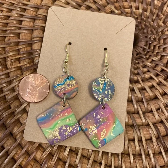 Colorful dangle earrings, handmade - Picture 4 of 4